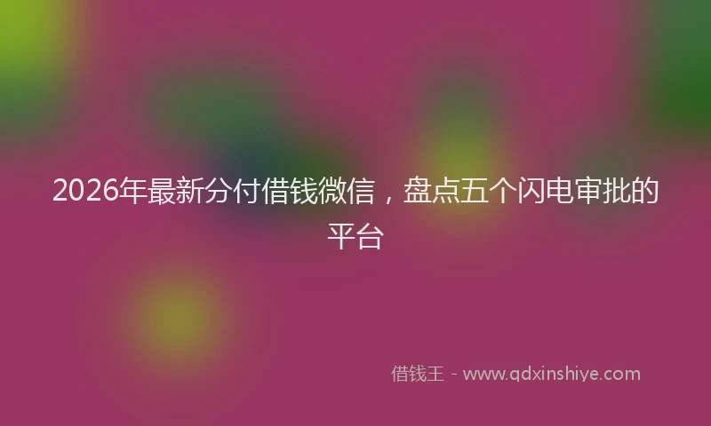 2026年最新分付借钱微信，盘点五个闪电审批的平台