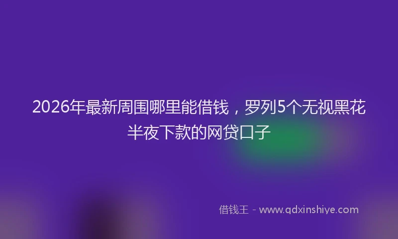 2026年最新周围哪里能借钱,罗列5个无视黑花半夜下款的网贷口子