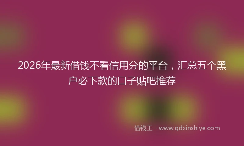 2026年最新借钱不看信用分的平台，汇总五个黑户必下款的口子贴吧推荐