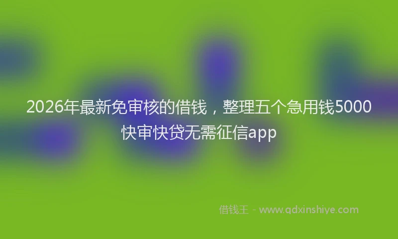 2026年最新免审核的借钱，整理五个急用钱5000快审快贷无需征信app