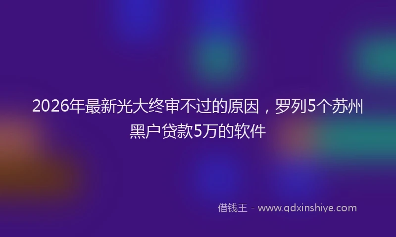 2026年最新光大终审不过的原因,罗列5个苏州黑户贷款5万的软件