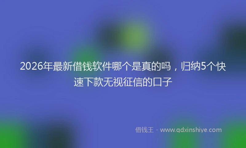 2026年最新借钱软件哪个是真的吗，归纳5个快速下款无视征信的口子