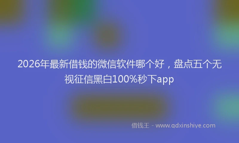 2026年最新借钱的微信软件哪个好，盘点五个无视征信黑白100%秒下app
