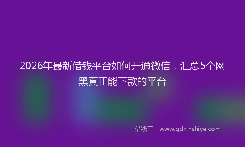 2026年最新借钱平台如何开通微信，汇总5个网黑真正能下款的平台