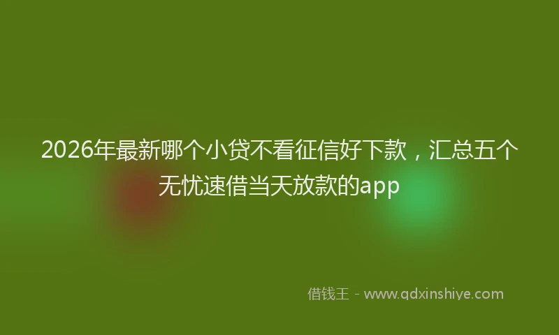 2026年最新哪个小贷不看征信好下款，汇总五个无忧速借当天放款的app