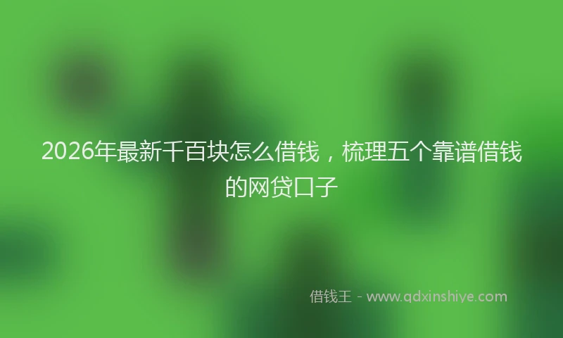 2026年最新千百块怎么借钱,梳理五个靠谱借钱的网贷口子