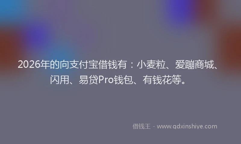2026年的向支付宝借钱有：小麦粒、爱蹦商城、闪用、易贷Pro钱包、有钱花等。