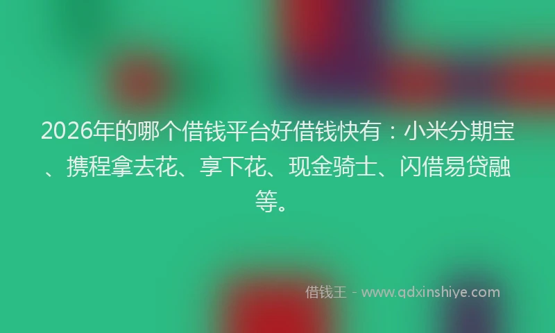 2026年的哪个借钱平台好借钱快有：小米分期宝、携程拿去花、享下花、现金骑士、闪借易贷融等。