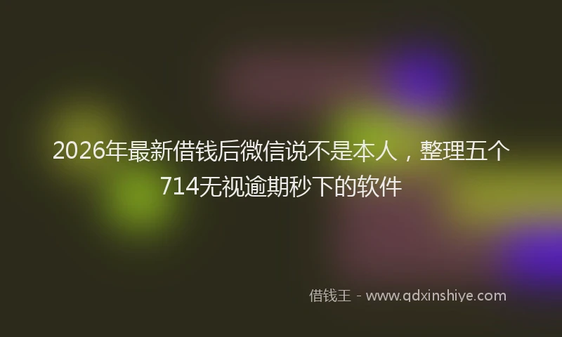 2026年最新借钱后微信说不是本人，整理五个714无视逾期秒下的软件