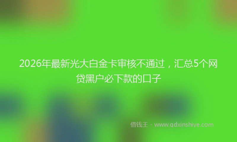 2026年最新光大白金卡审核不通过，汇总5个网贷黑户必下款的口子