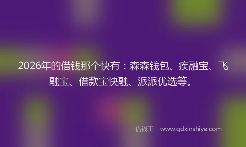 2026年的借钱那个快有：森森钱包、疾融宝、飞融宝、借款宝快融、派派优选等。