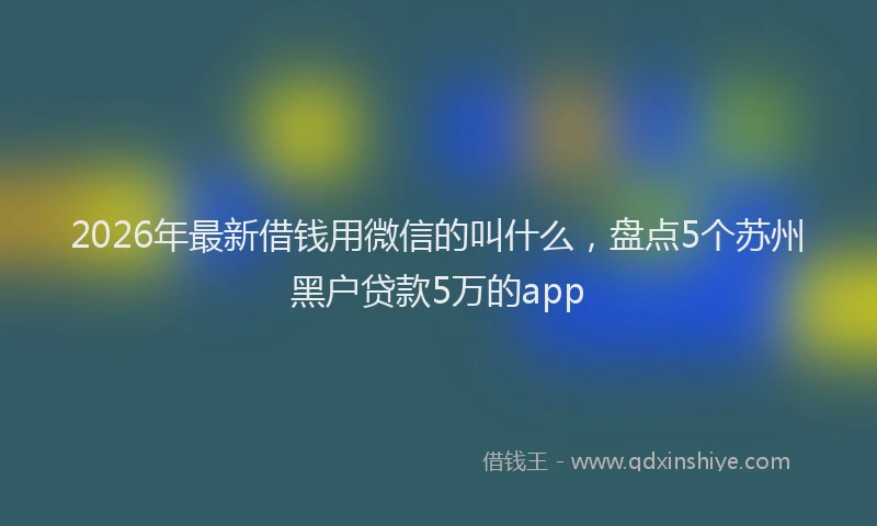 2026年最新借钱用微信的叫什么，盘点5个苏州黑户贷款5万的app