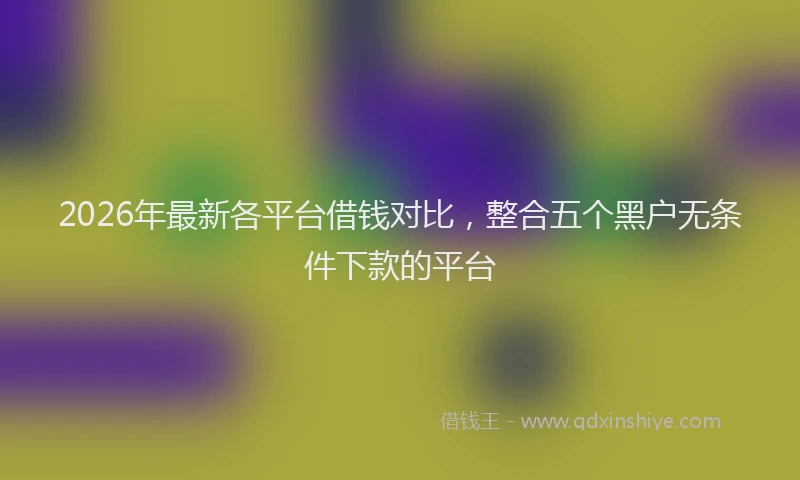 2026年最新各平台借钱对比，整合五个黑户无条件下款的平台