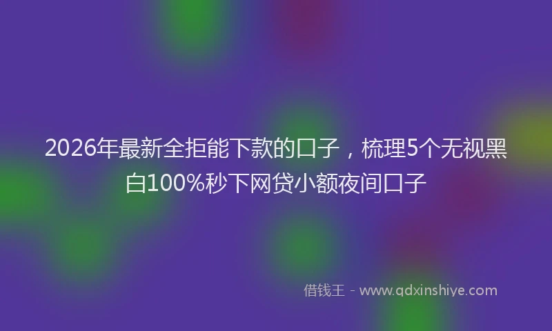 2026年最新全拒能下款的口子,梳理5个无视黑白100%秒下网贷小额夜间口子