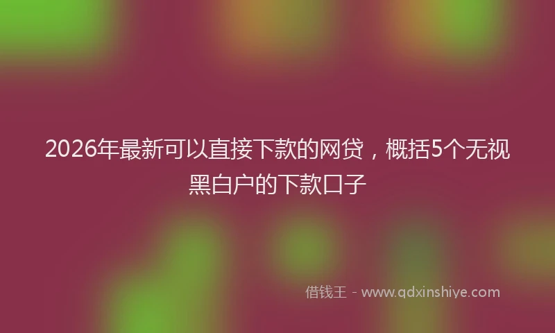 2026年最新可以直接下款的网贷，概括5个无视黑白户的下款口子