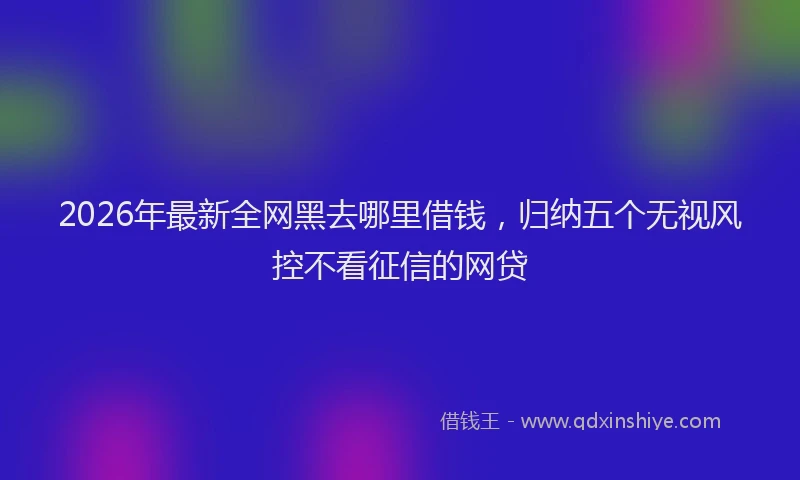 2026年最新全网黑去哪里借钱，归纳五个无视风控不看征信的网贷