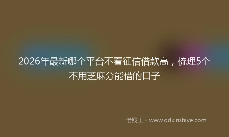 2026年最新哪个平台不看征信借款高，梳理5个不用芝麻分能借的口子
