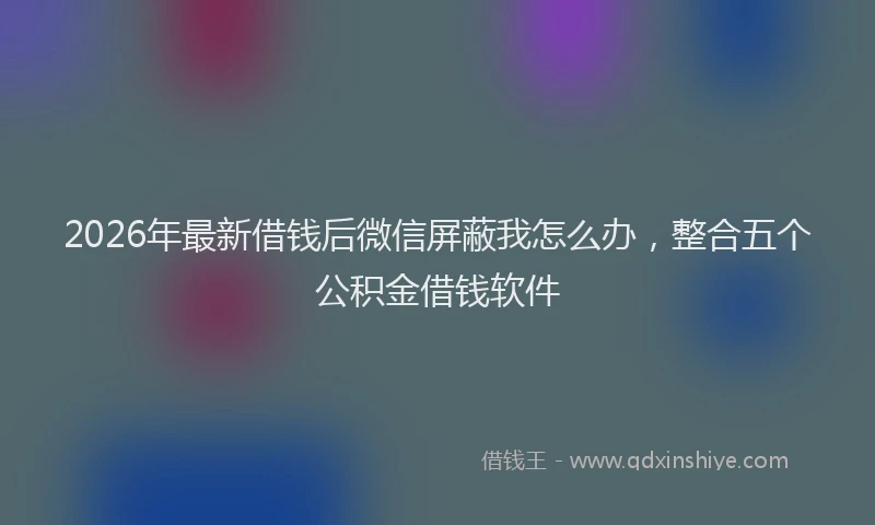 2026年最新借钱后微信屏蔽我怎么办，整合五个公积金借钱软件