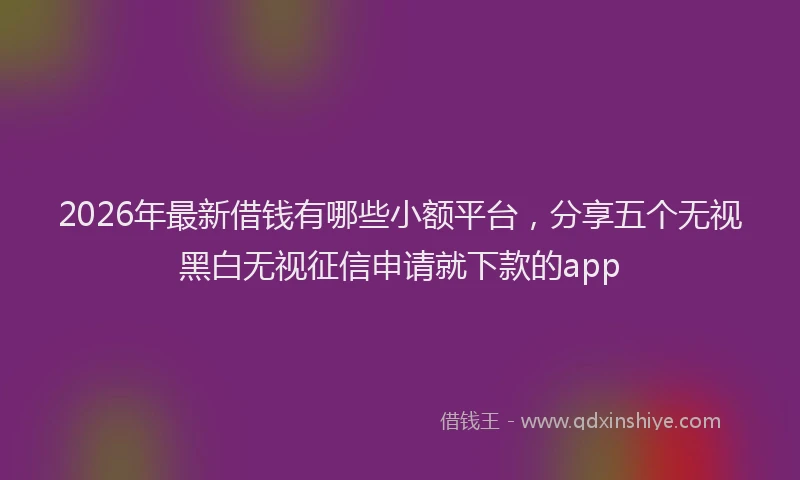 2026年最新借钱有哪些小额平台，分享五个无视黑白无视征信申请就下款的app
