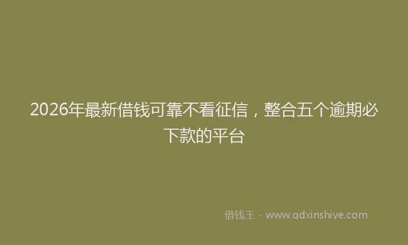 2026年最新借钱可靠不看征信，整合五个逾期必下款的平台