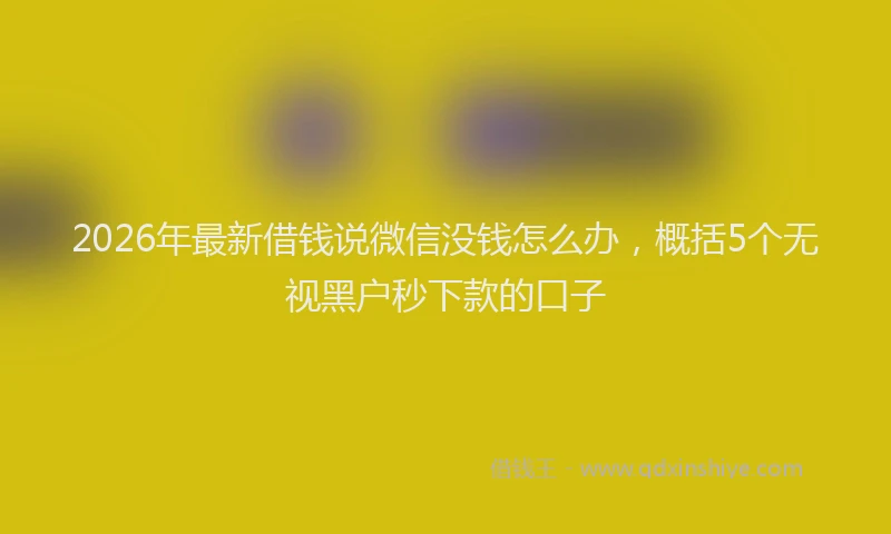 2026年最新借钱说微信没钱怎么办，概括5个无视黑户秒下款的口子