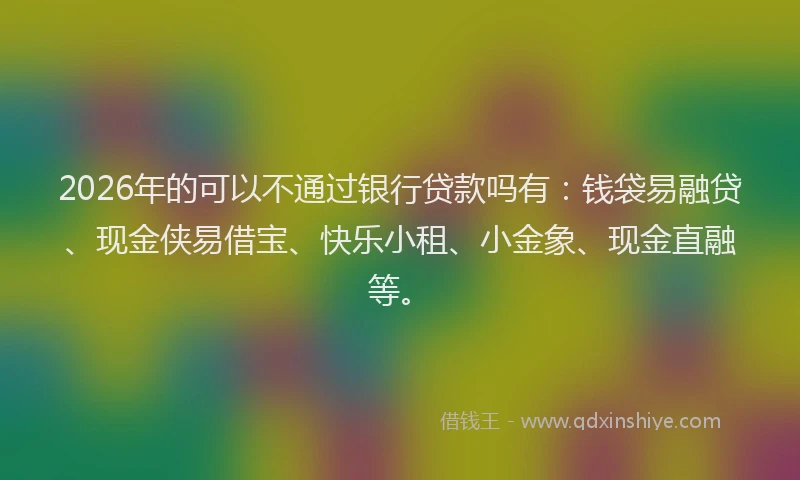 2026年的可以不通过银行贷款吗有：钱袋易融贷、现金侠易借宝、快乐小租、小金象、现金直融等。
