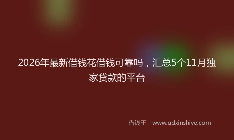 2026年最新借钱花借钱可靠吗，汇总5个11月独家贷款的平台