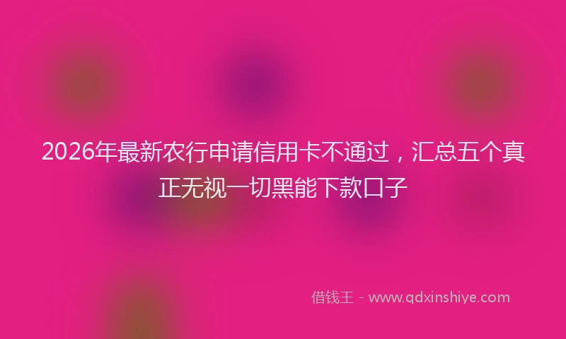 2026年最新农行申请信用卡不通过,汇总五个真正无视一切黑能下款口子