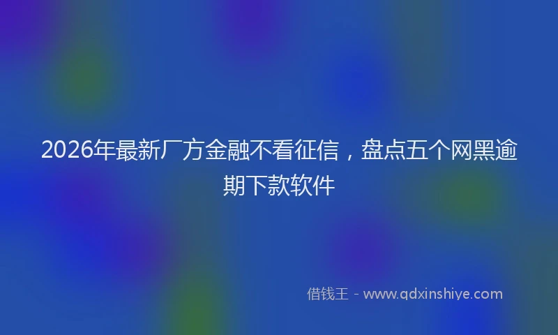 2026年最新厂方金融不看征信,盘点五个网黑逾期下款软件