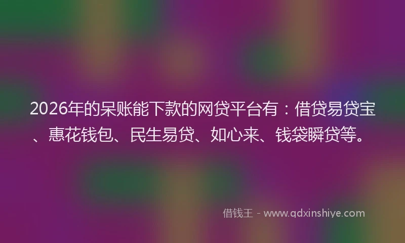 2026年的呆账能下款的网贷平台有：借贷易贷宝、惠花钱包、民生易贷、如心来、钱袋瞬贷等。