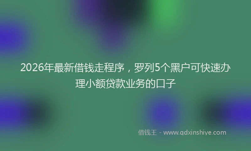 2026年最新借钱走程序，罗列5个黑户可快速办理小额贷款业务的口子