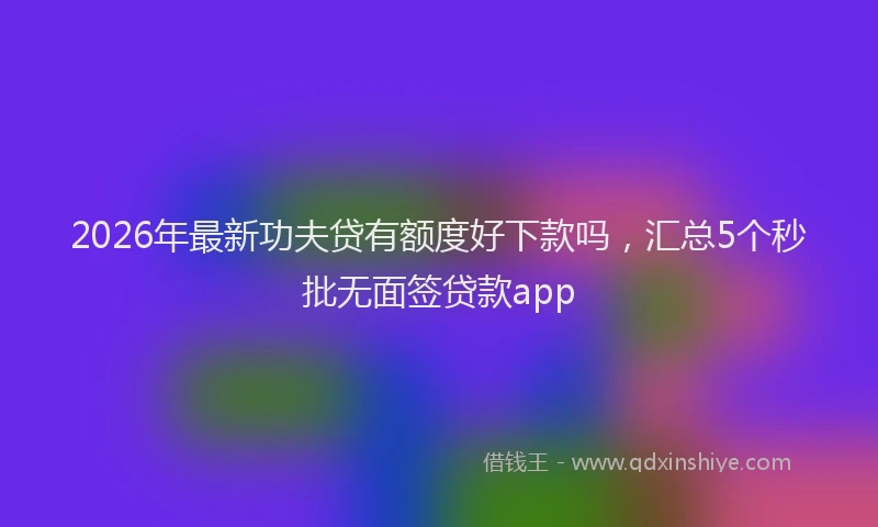 2026年最新功夫贷有额度好下款吗，汇总5个秒批无面签贷款app