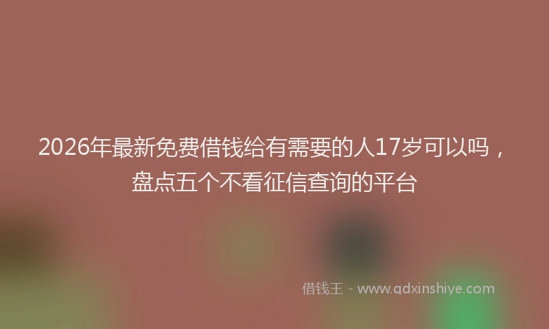 2026年最新免费借钱给有需要的人17岁可以吗，盘点五个不看征信查询的平台