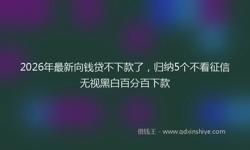2026年最新向钱贷不下款了，归纳5个不看征信无视黑白百分百下款