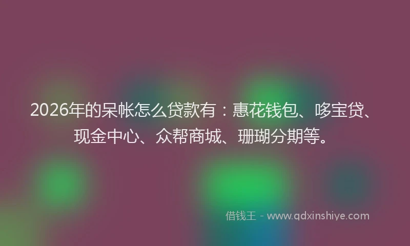 2026年的呆帐怎么贷款有:惠花钱包、哆宝贷、现金中心、众帮商城、珊瑚分期等。