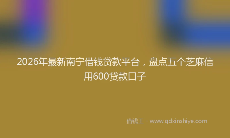 2026年最新南宁借钱贷款平台，盘点五个芝麻信用600贷款口子