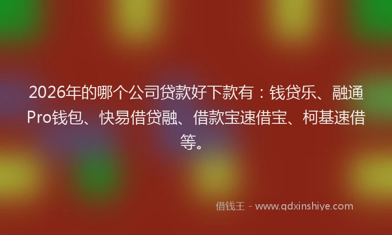2026年的哪个公司贷款好下款有：钱贷乐、融通Pro钱包、快易借贷融、借款宝速借宝、柯基速借等。
