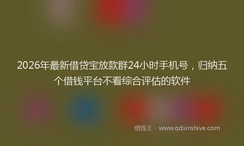 2026年最新借贷宝放款群24小时手机号,归纳五个借钱平台不看综合评估的软件