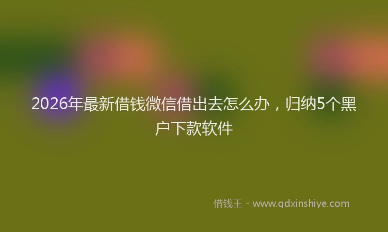 2026年最新借钱微信借出去怎么办，归纳5个黑户下款软件