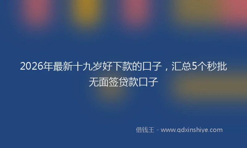 2026年最新十九岁好下款的口子，汇总5个秒批无面签贷款口子