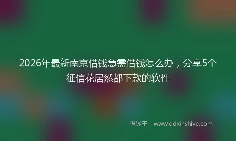 2026年最新南京借钱急需借钱怎么办，分享5个征信花居然都下款的软件