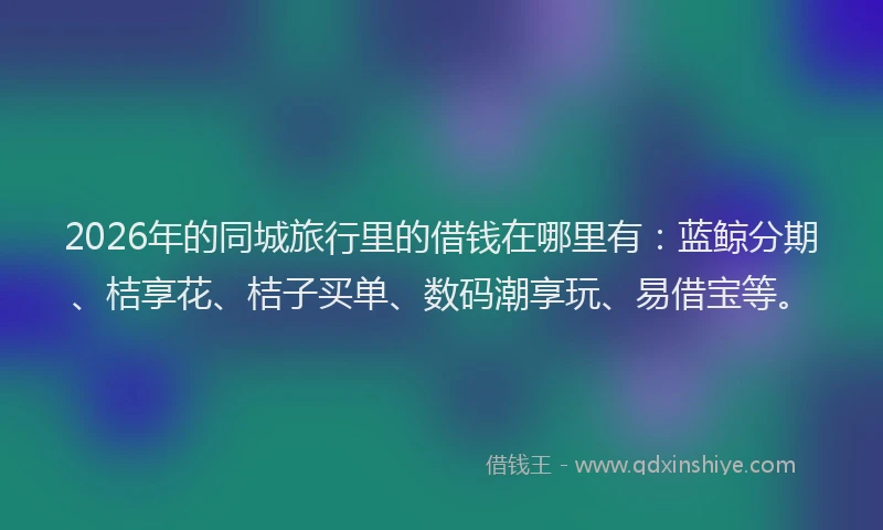 2026年的同城旅行里的借钱在哪里有：蓝鲸分期、桔享花、桔子买单、数码潮享玩、易借宝等。