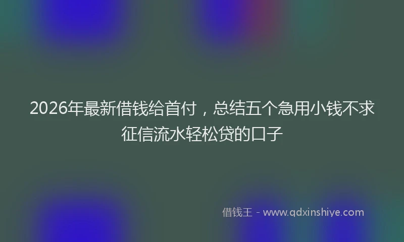 2026年最新借钱给首付，总结五个急用小钱不求征信流水轻松贷的口子
