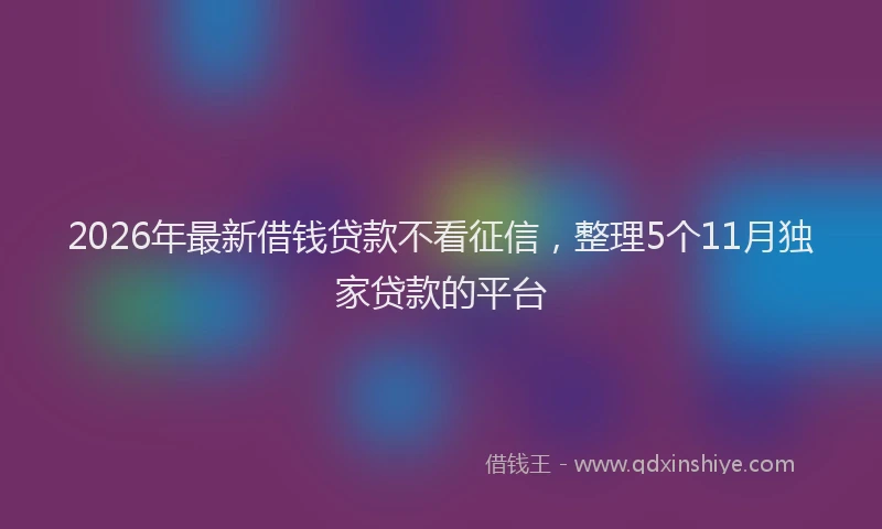 2026年最新借钱贷款不看征信,整理5个11月独家贷款的平台