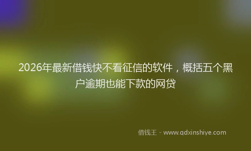 2026年最新借钱快不看征信的软件，概括五个黑户逾期也能下款的网贷