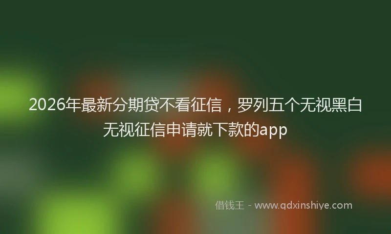 2026年最新分期贷不看征信，罗列五个无视黑白无视征信申请就下款的app