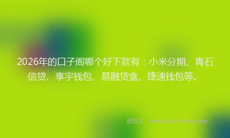2026年的口子阁哪个好下款有：小米分期、青石信贷、享宇钱包、易融贷盒、捷速钱包等。