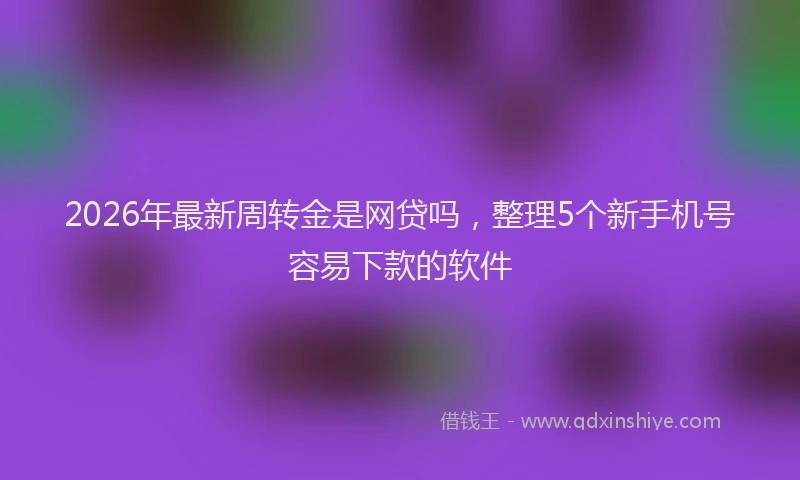2026年最新周转金是网贷吗，整理5个新手机号容易下款的软件