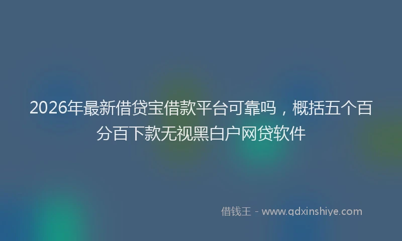 2026年最新借贷宝借款平台可靠吗，概括五个百分百下款无视黑白户网贷软件
