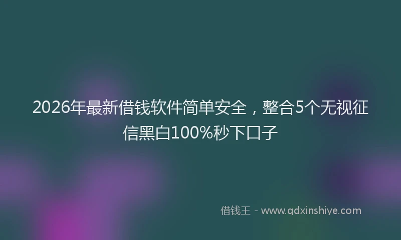 2026年最新借钱软件简单安全，整合5个无视征信黑白100%秒下口子